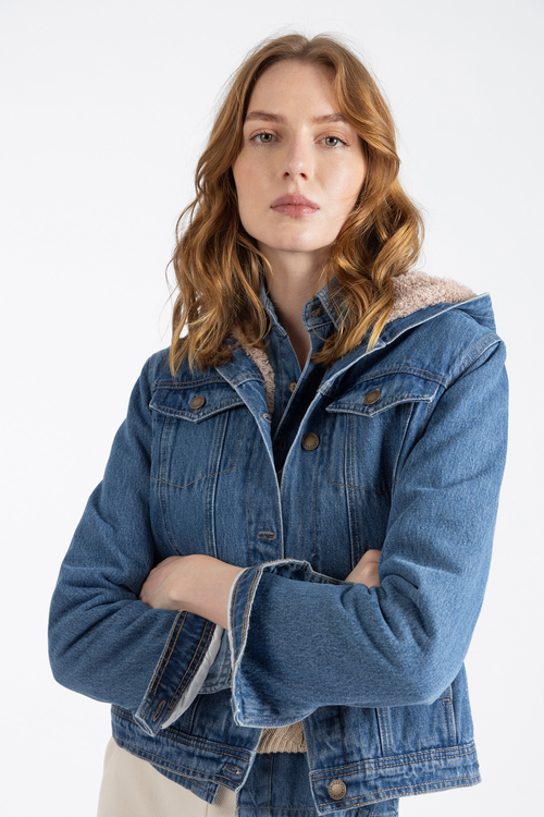 Chaqueta vaquera con capucha mujer hot sale