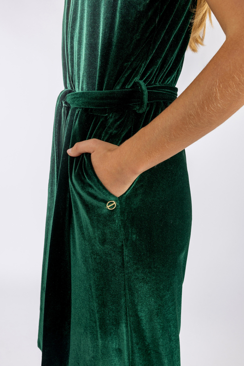 Dark green velvet jumpsuit cheap