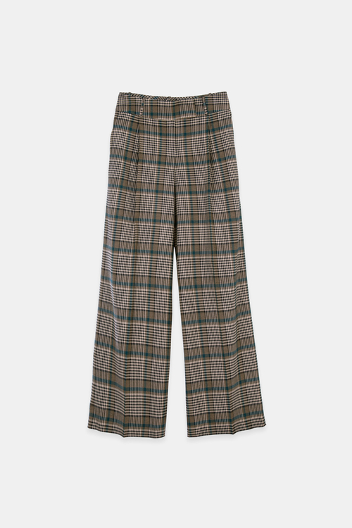 Wide leg check pants on sale